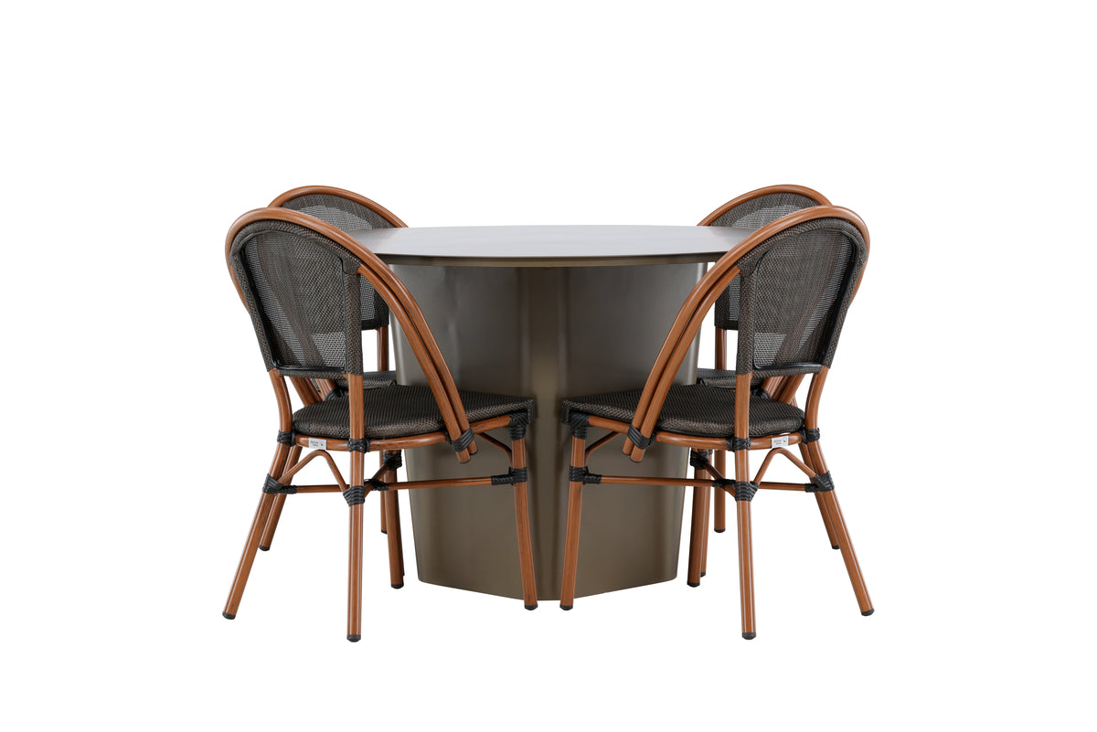 Venture Design Santa Fe & Guarda Runda Matbord ⌀120 Brun + Caféstolar 2-pack Svart