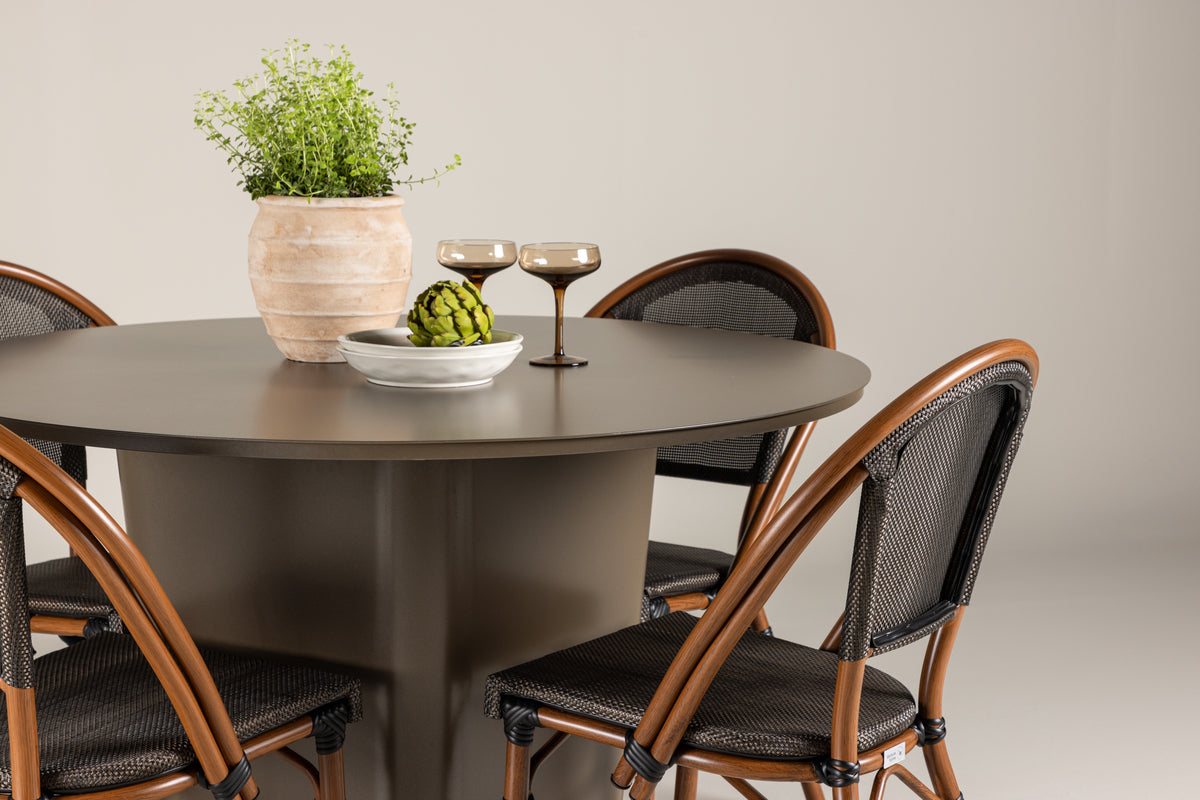 Venture Design Santa Fe & Guarda Runda Matbord ⌀120 Brun + Caféstolar 2-pack Svart