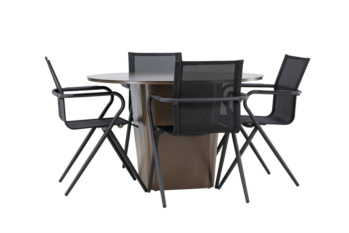 Venture Design Alina & Santa Fe Matstolar 6-pack Svart + Runda Matbord ⌀120 Brun
