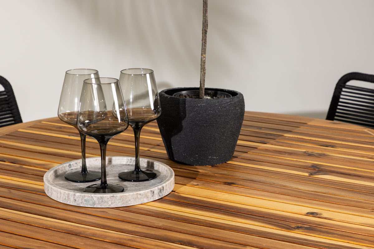 Venture Design Lindos & Lumpur Matstolar 2-pack Svart + Runda Matbord ⌀120 Natur