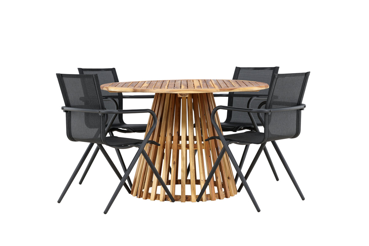 Venture Design Alina & Lumpur Matstolar 6-pack Svart + Runda Matbord ⌀120 Natur