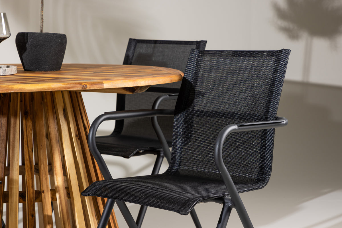 Venture Design Alina & Lumpur Matstolar 6-pack Svart + Runda Matbord ⌀120 Natur