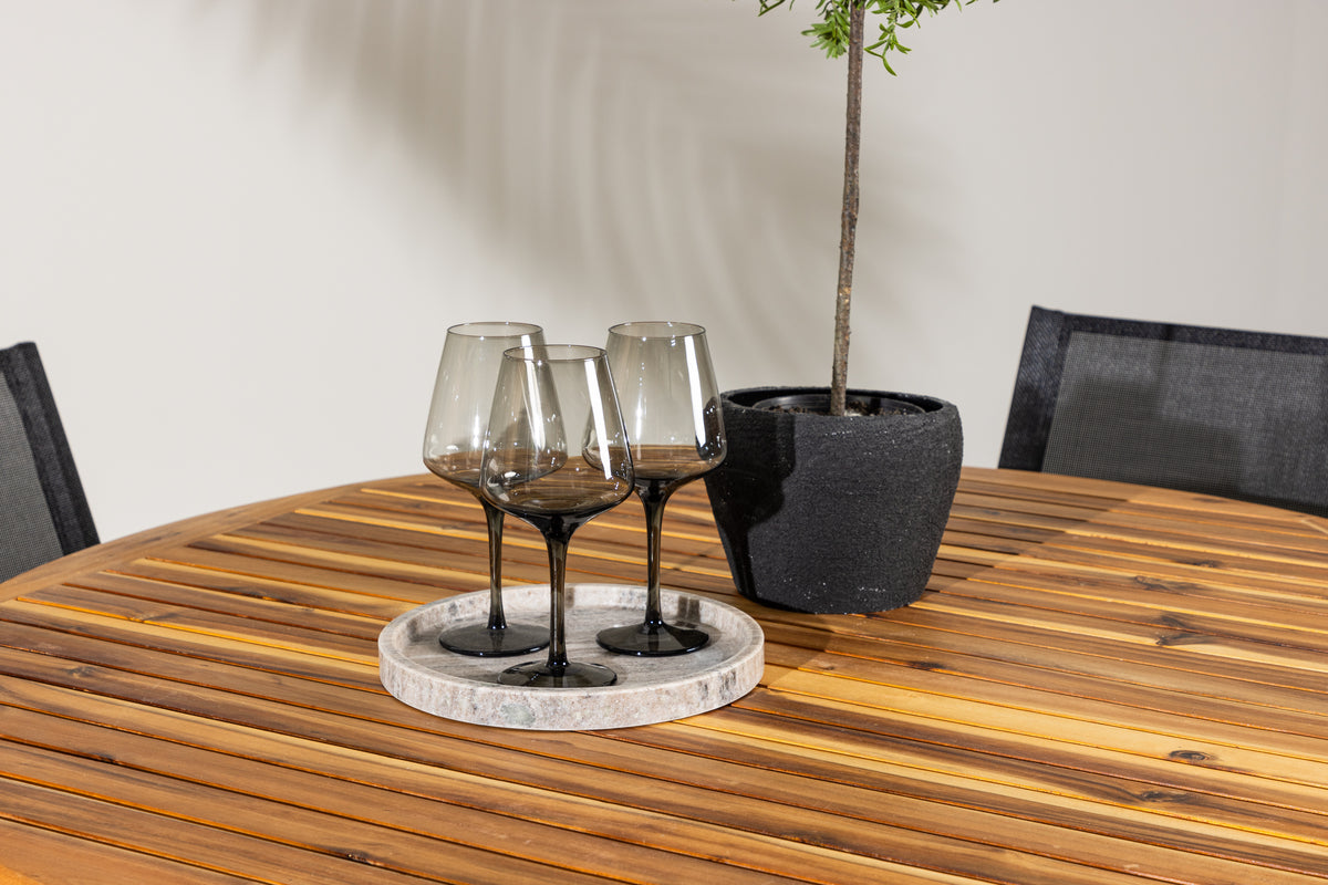 Venture Design Alina & Lumpur Matstolar 6-pack Svart + Runda Matbord ⌀120 Natur