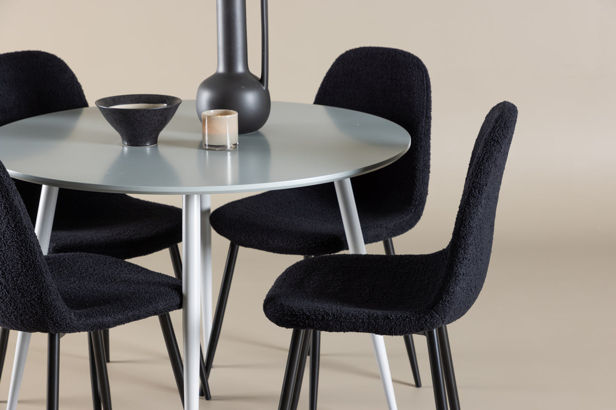 Venture Design Polar & Plaza Matstolar 2-pack Svart + Runda Matbord ⌀100 Grå