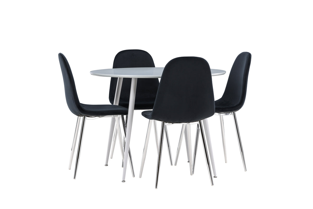 Venture Design Polar & Plaza Matstolar 2-pack Svart + Runda Matbord ⌀100 Grå