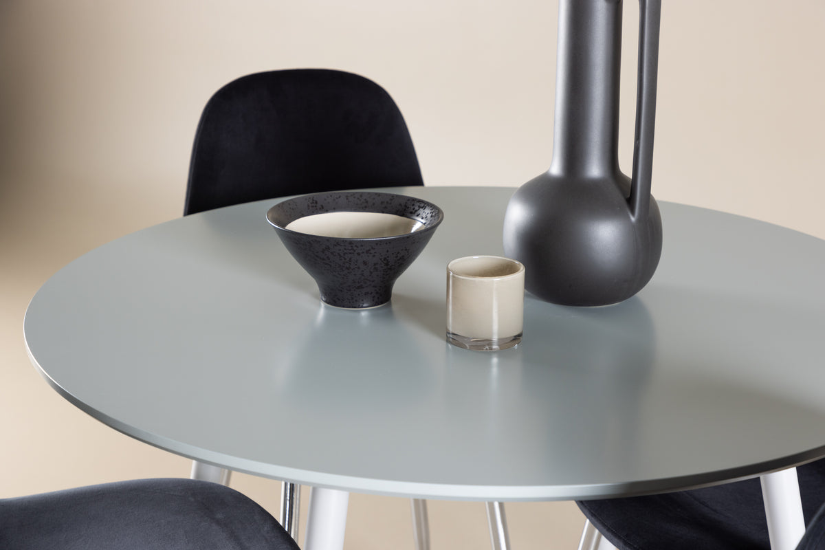 Venture Design Polar & Plaza Matstolar 2-pack Svart + Runda Matbord ⌀100 Grå