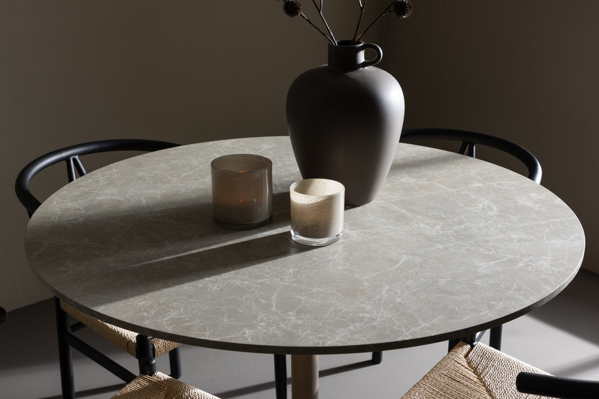 Venture Design Alfons & Lycke Matstolar Svart + Runda Matbord ⌀110 Beige