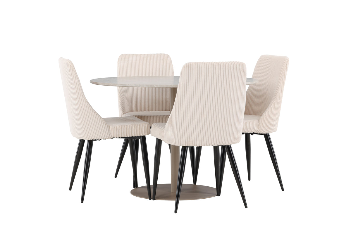 Venture Design Leone & Lycke Matstolar 2-pack Beige + Runda Matbord ⌀110 Beige