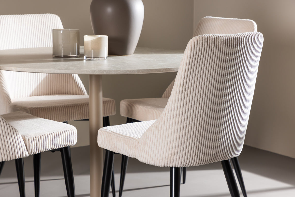 Venture Design Leone & Lycke Matstolar 2-pack Beige + Runda Matbord ⌀110 Beige
