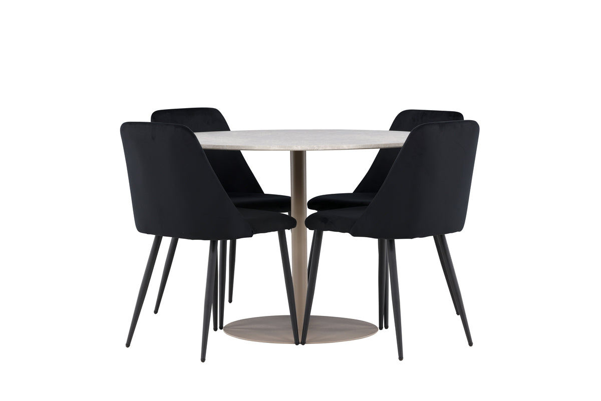 Venture Design Night & Lycke Matstolar 2-pack Svart + Runda Matbord ⌀110 Beige