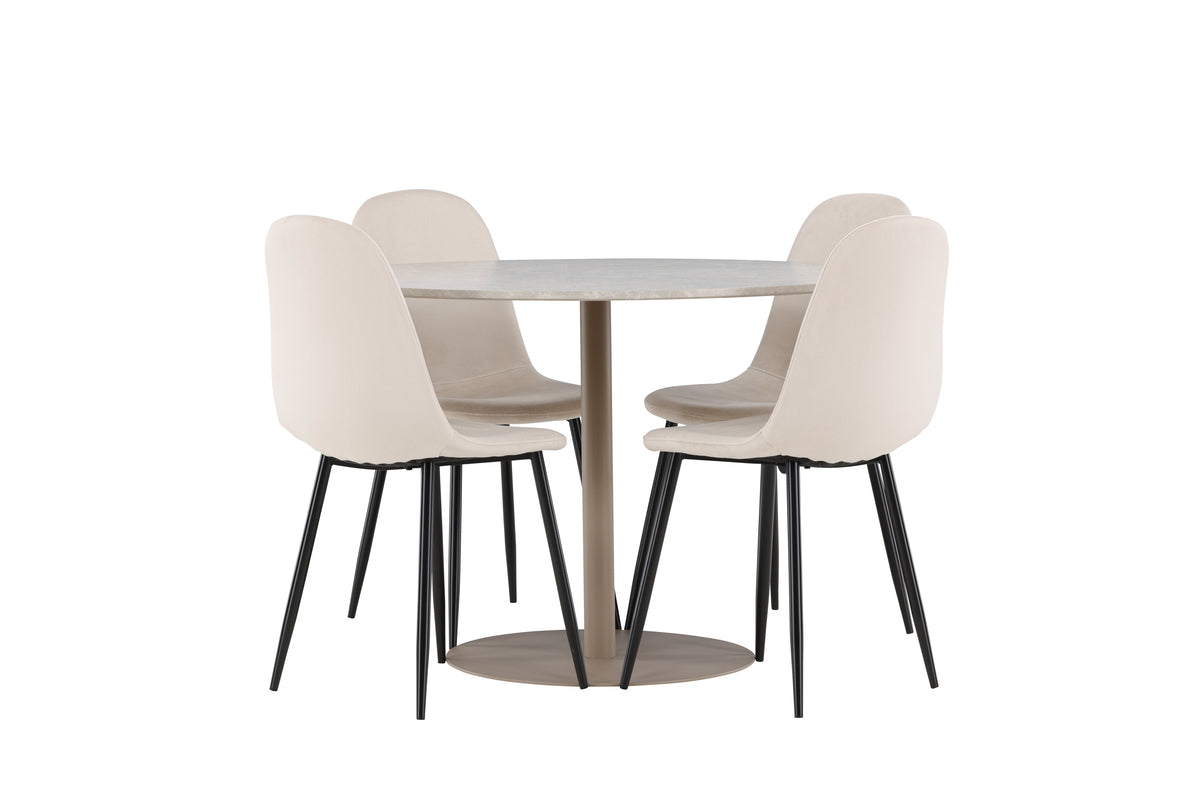 Venture Design Polar & Lycke Matstolar 2-pack Beige + Runda Matbord ⌀110 Beige