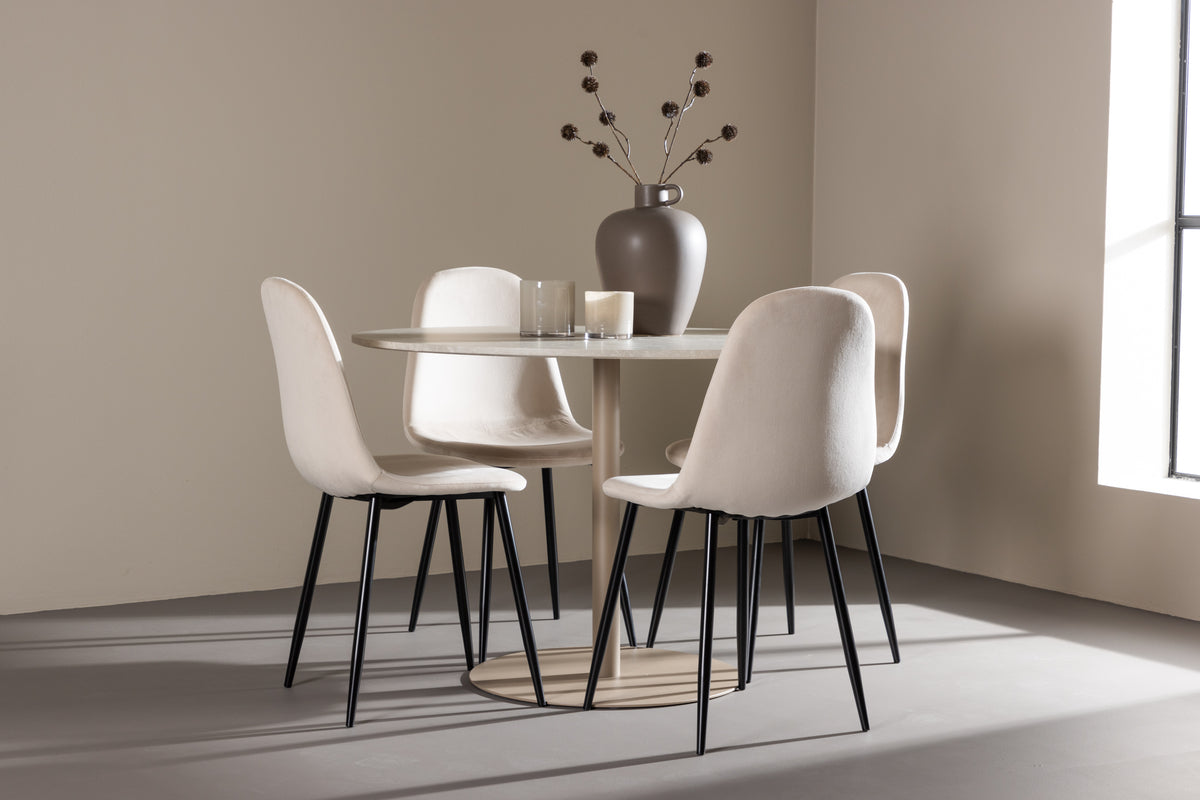 Venture Design Polar & Lycke Matstolar 2-pack Beige + Runda Matbord ⌀110 Beige
