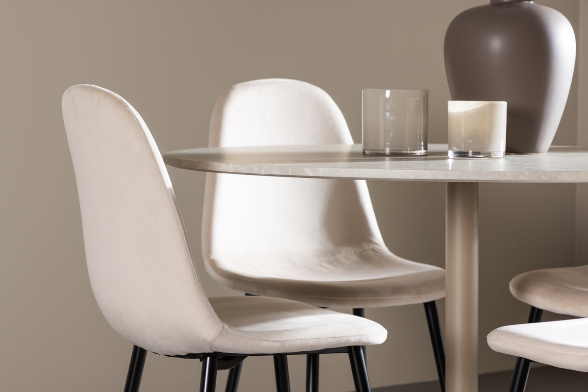 Venture Design Polar & Lycke Matstolar 2-pack Beige + Runda Matbord ⌀110 Beige