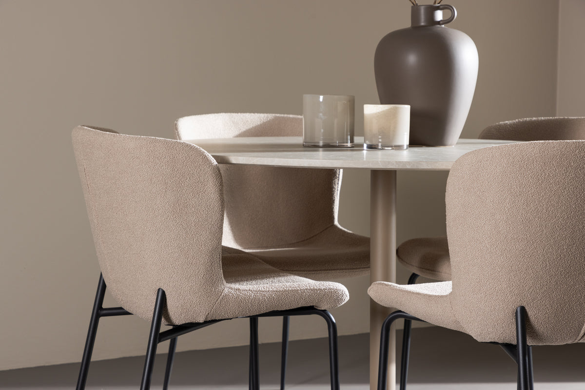 Venture Design Modesto & Lycke Matstolar 2-pack Beige + Runda Matbord ⌀110 Beige
