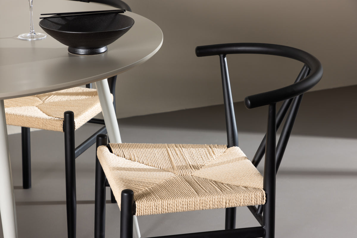 Venture Design Alfons & Plaza Matstolar Svart + Runda Matbord ⌀120 Beige