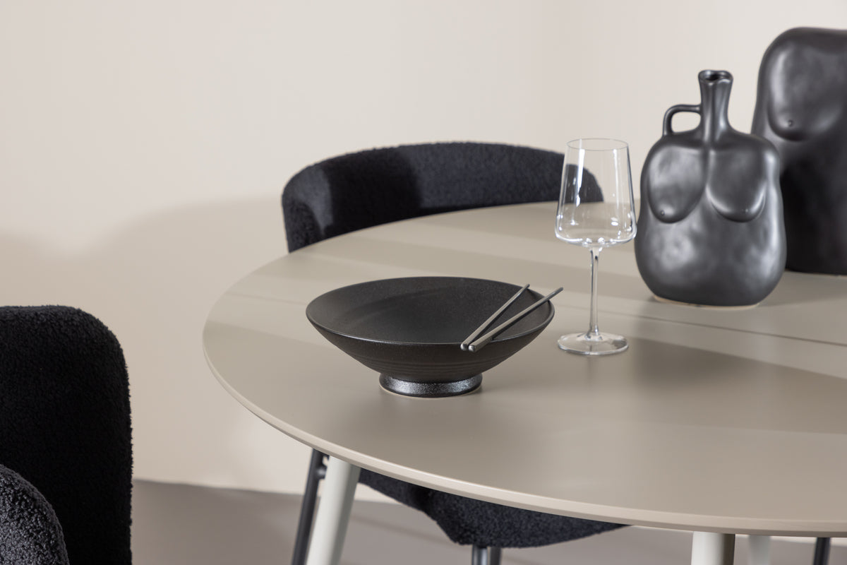 Venture Design Plaza & Modesto Runda Matbord ⌀120 Beige + Matstolar 2-pack Svart