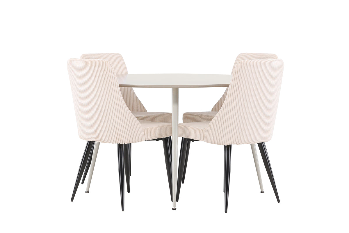Venture Design Leone & Plaza Matstolar 2-pack Beige + Runda Matbord ⌀120 Beige