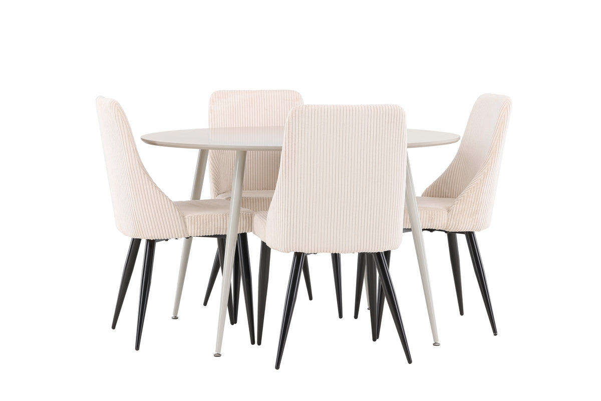 Venture Design Leone & Plaza Matstolar 2-pack Beige + Runda Matbord ⌀120 Beige
