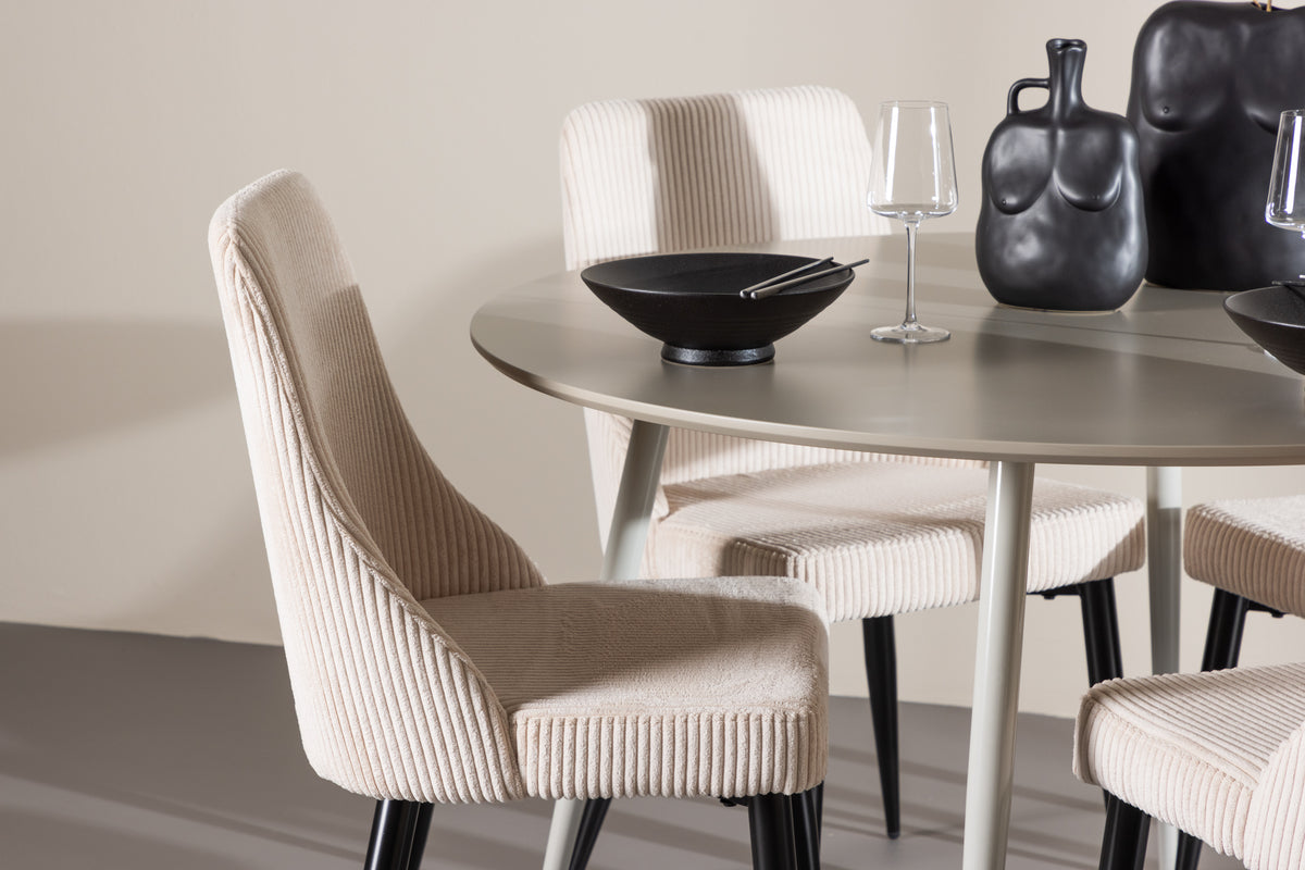 Venture Design Leone & Plaza Matstolar 2-pack Beige + Runda Matbord ⌀120 Beige