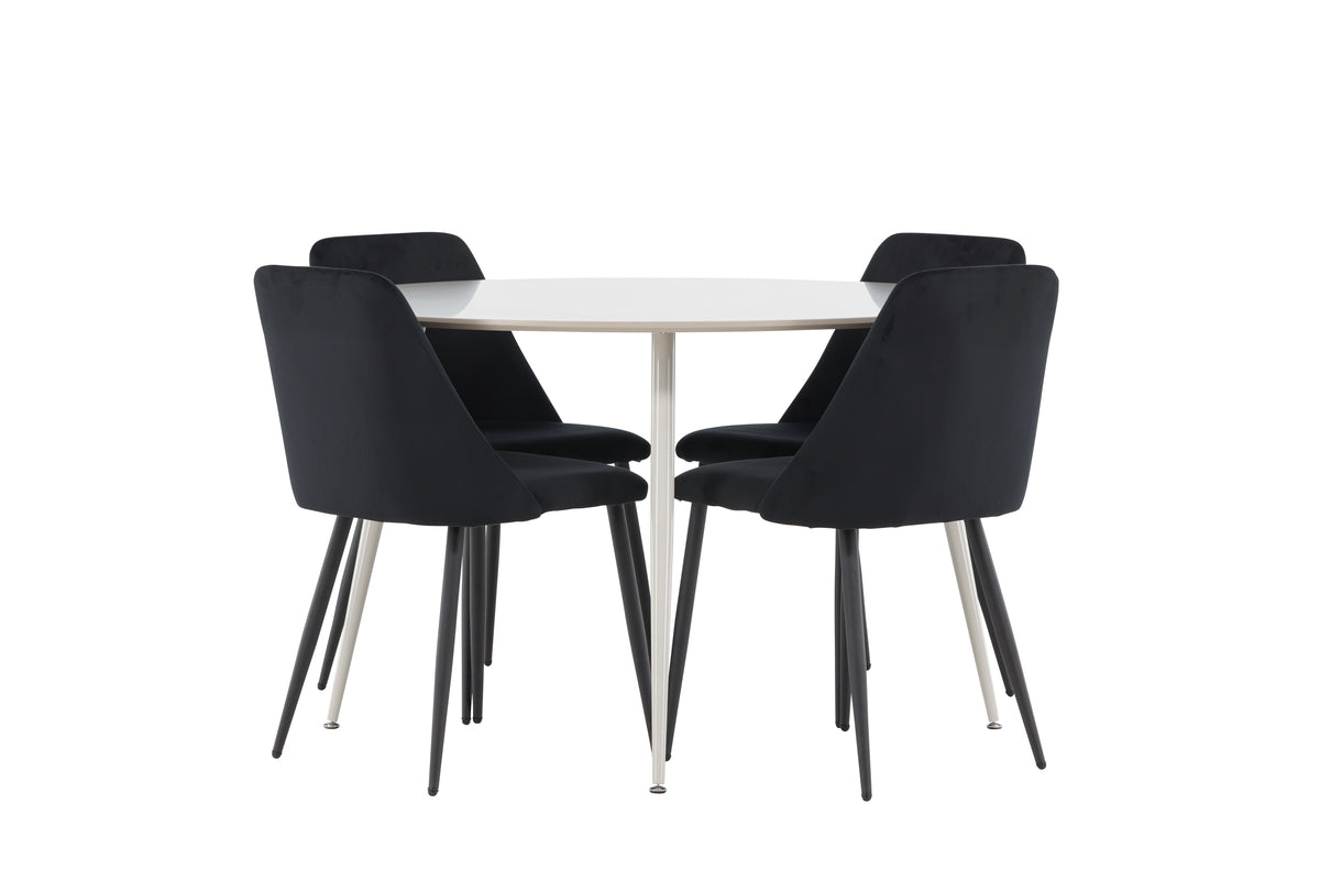 Venture Design Night & Plaza Matstolar 2-pack Svart + Runda Matbord ⌀120 Beige