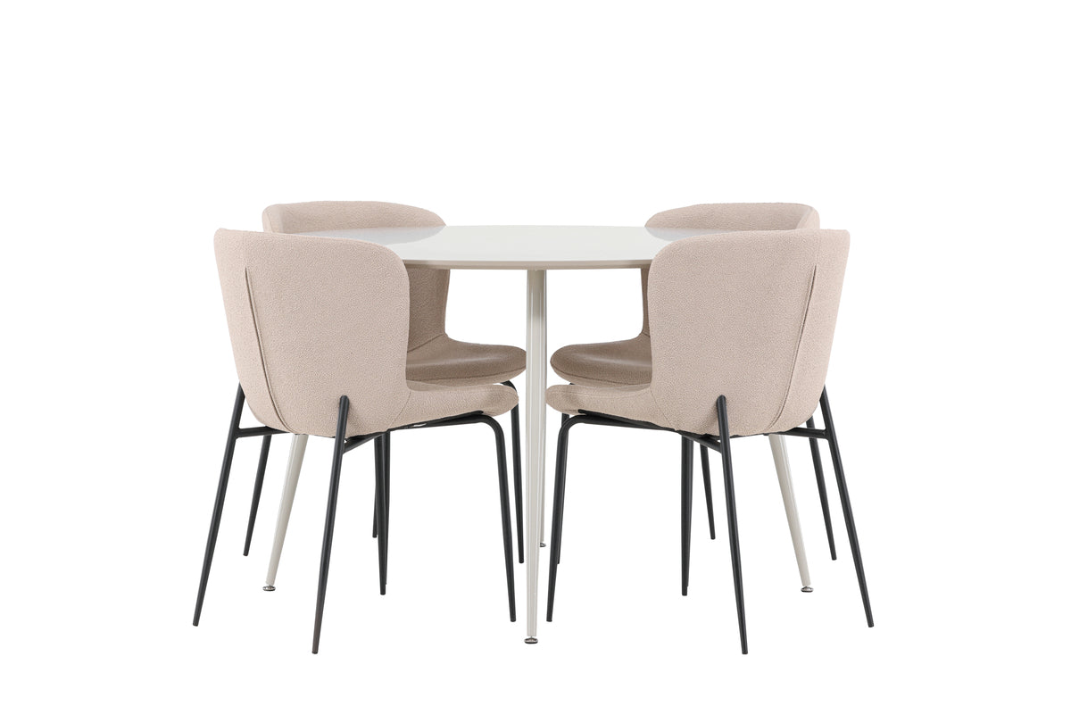 Venture Design Modesto & Plaza Matstolar 2-pack Beige + Runda Matbord ⌀120 Beige