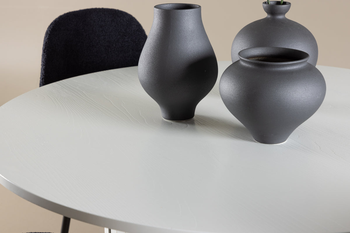 Venture Design Polar & Härön Matstolar 2-pack Svart + Runda Matbord ⌀110 Vit
