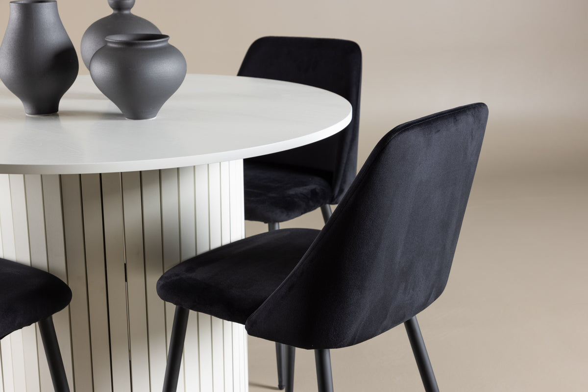Venture Design Night & Härön Matstolar 2-pack Svart + Runda Matbord ⌀110 Vit