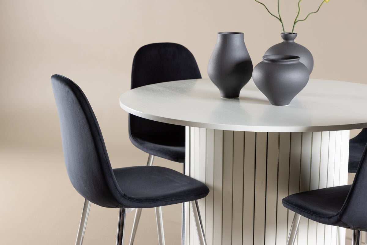 Venture Design Polar & Härön Matstolar 2-pack Svart + Runda Matbord ⌀110 Vit
