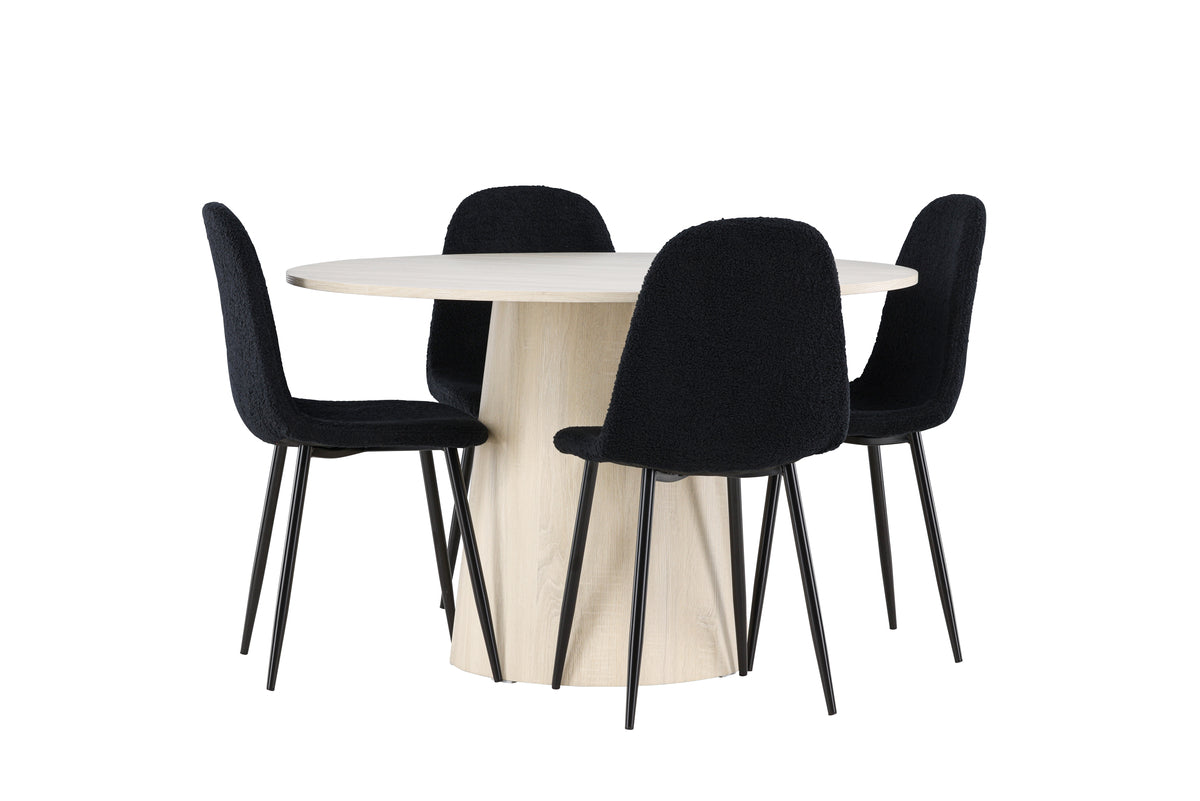Venture Design Polar & Lanzo Matstolar 2-pack Svart + Runda Matbord ⌀120 Vitputsad