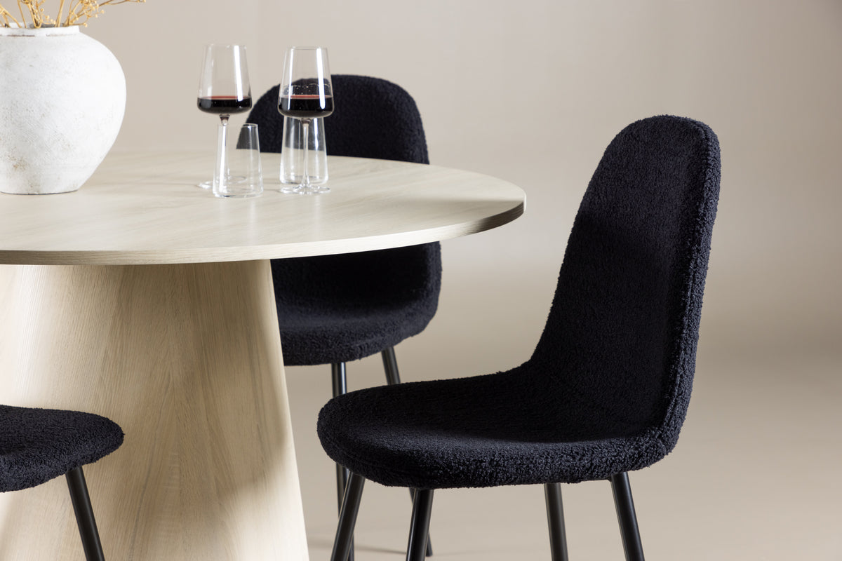 Venture Design Polar & Lanzo Matstolar 2-pack Svart + Runda Matbord ⌀120 Vitputsad