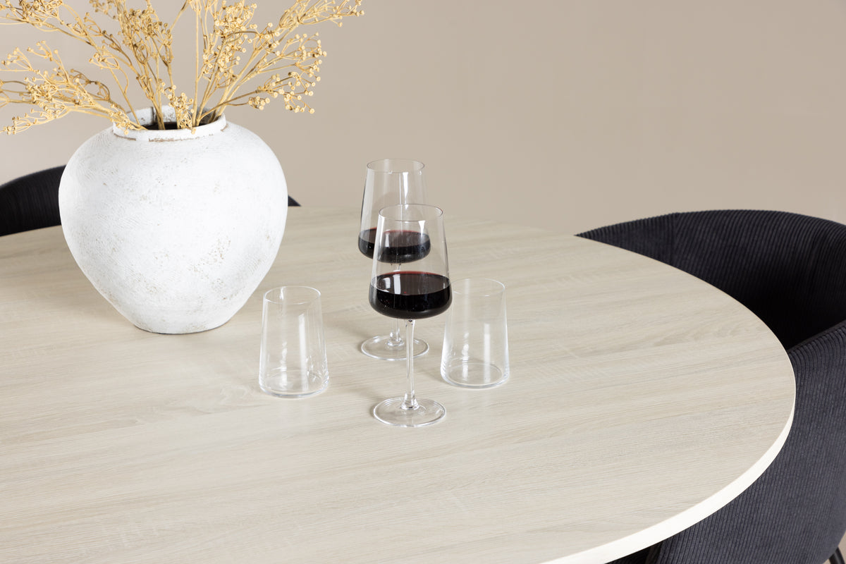 Venture Design Berit & Lanzo Matstolar Svart + Runda Matbord ⌀120 Vitputsad