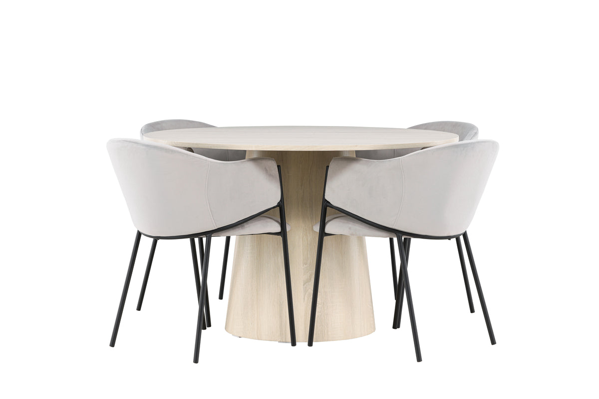 Venture Design Evelina & Lanzo Matstolar 2-pack Grå + Runda Matbord ⌀120 Vitputsad