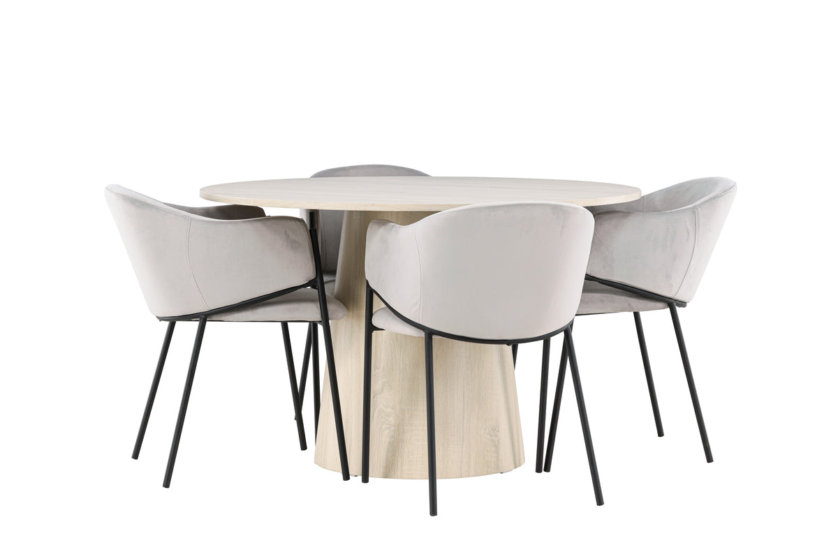 Venture Design Evelina & Lanzo Matstolar 2-pack Grå + Runda Matbord ⌀120 Vitputsad