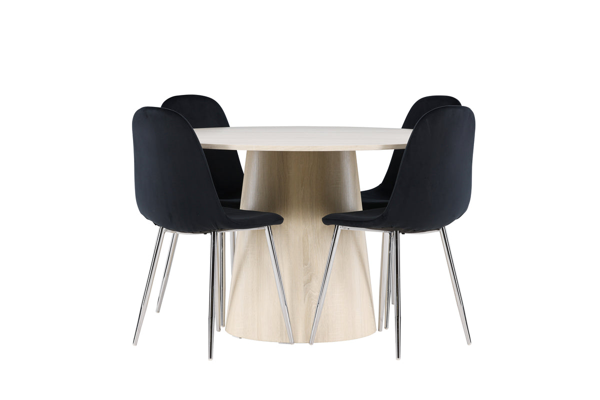 Venture Design Polar & Lanzo Matstolar 2-pack Svart + Runda Matbord ⌀120 Vitputsad