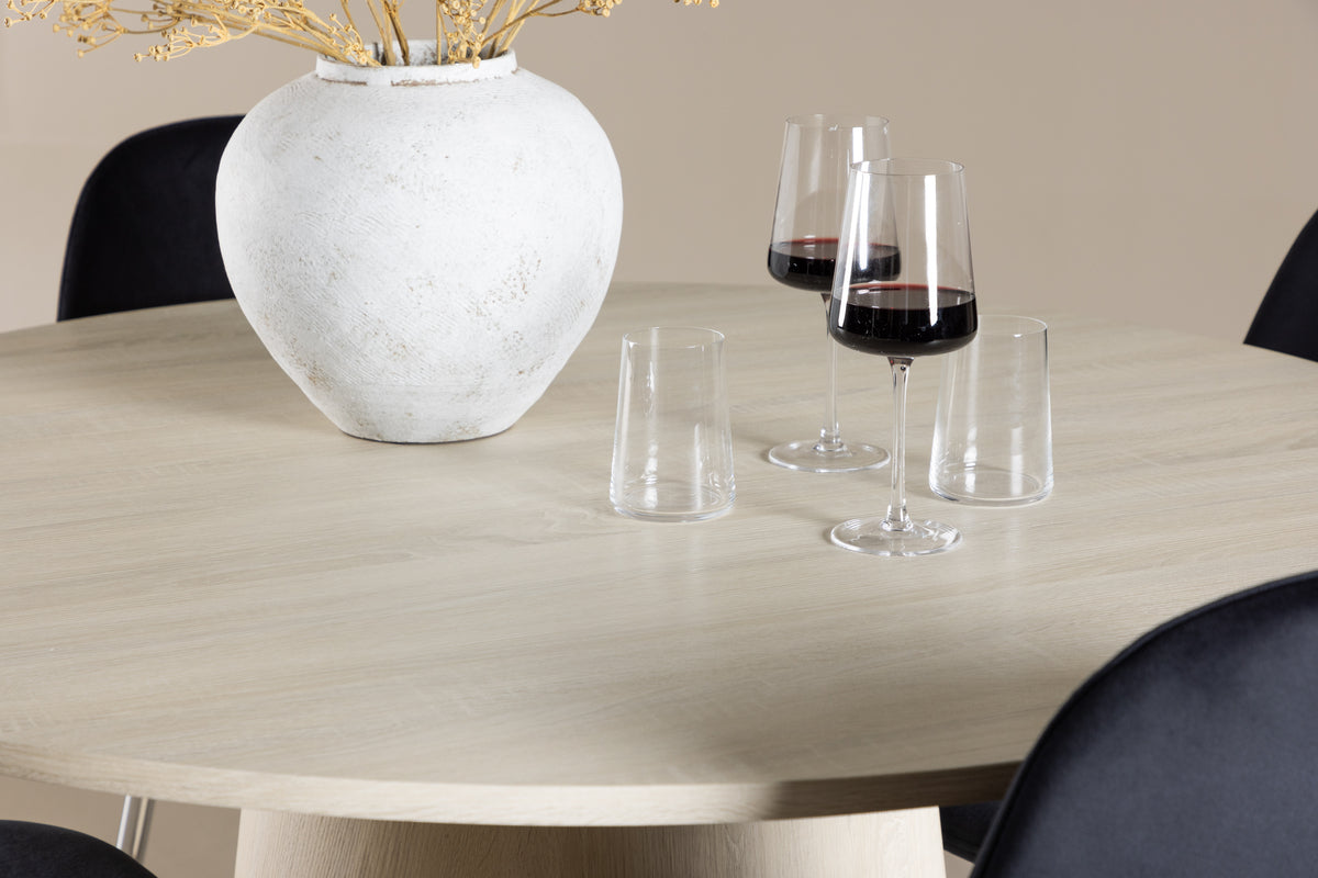 Venture Design Polar & Lanzo Matstolar 2-pack Svart + Runda Matbord ⌀120 Vitputsad