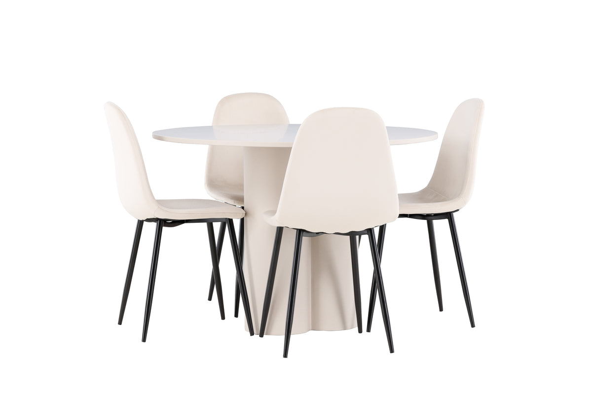 Venture Design Polar & Olivia Matstolar 2-pack Beige + Runda Matbord ⌀110 Beige
