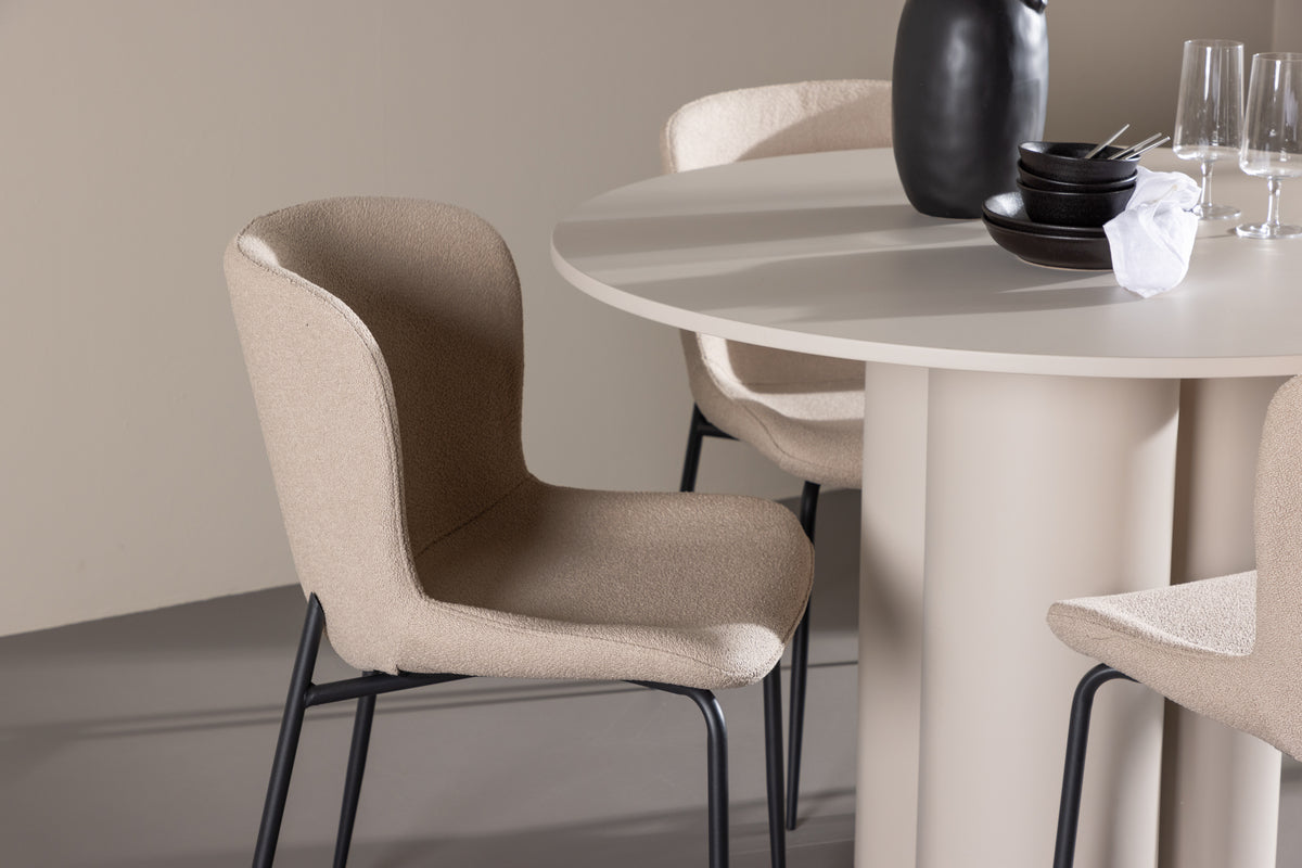Venture Design Modesto & Olivia Matstolar 2-pack Beige + Runda Matbord ⌀110 Beige
