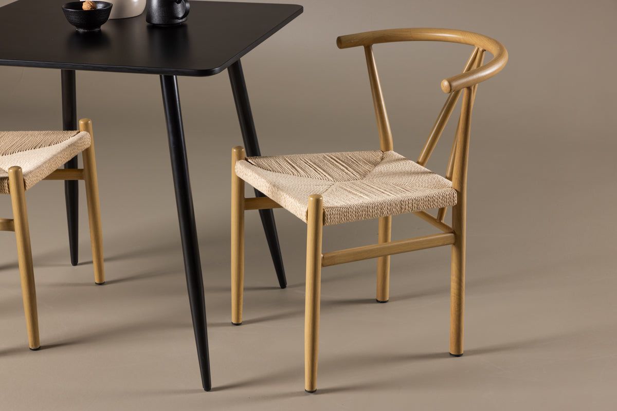Venture Design Alfons & Polar Matstolar Beige + Rektangulära Matbord 75 x 75 Svart
