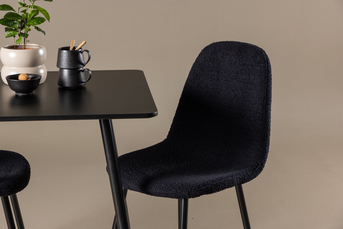 Venture Design Polar Matstolar 2-pack Svart + Rektangulära Matbord 75 x 75 Svart