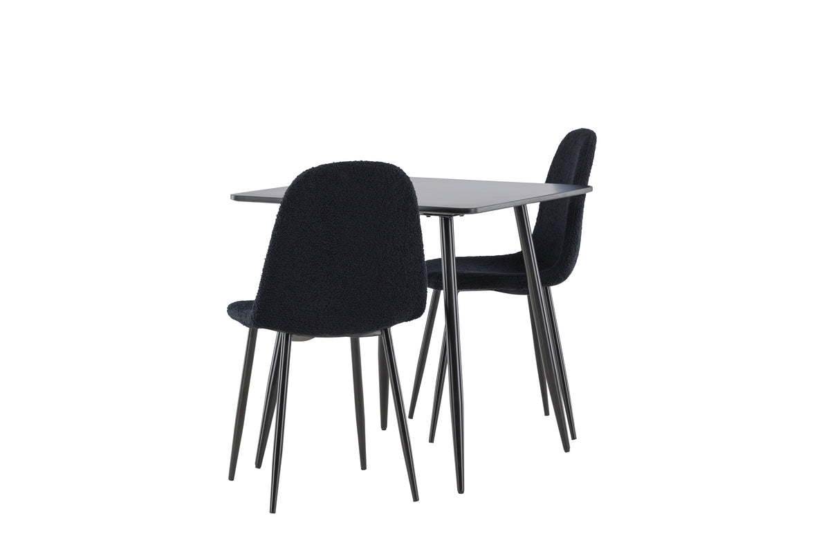 Venture Design Polar Matstolar 2-pack Svart + Rektangulära Matbord 75 x 75 Svart