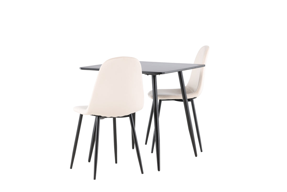 Venture Design Polar Matstolar 2-pack Beige + Rektangulära Matbord 75 x 75 Svart