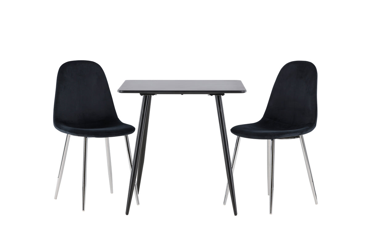 Venture Design Polar Matstolar 2-pack Svart + Rektangulära Matbord 75 x 75 Svart