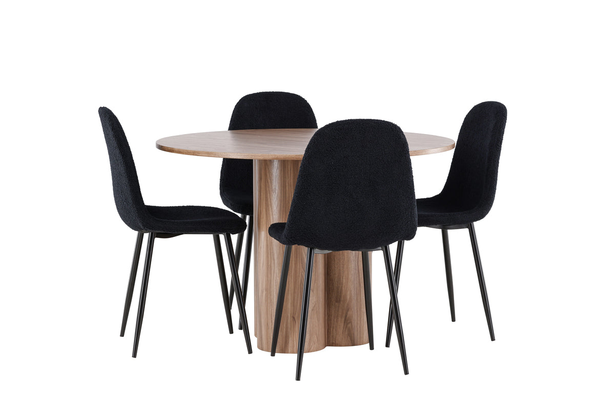 Venture Design Polar & Olivia Matstolar 2-pack Svart + Runda Matbord ⌀110 Brun