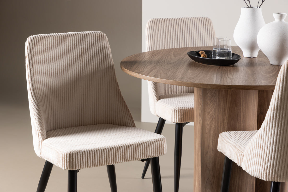 Venture Design Leone & Olivia Matstolar 2-pack Beige + Runda Matbord ⌀110 Brun
