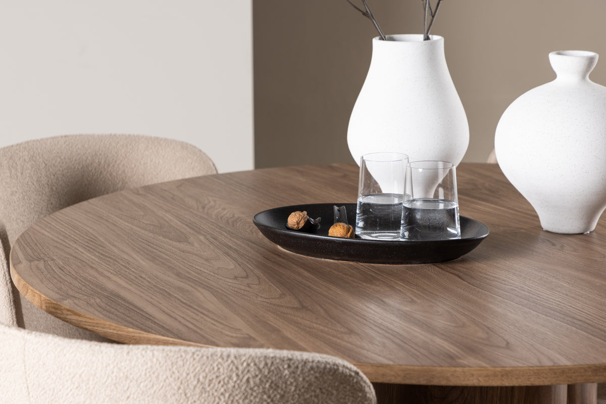 Venture Design Modesto & Olivia Matstolar 2-pack Beige + Runda Matbord ⌀110 Brun