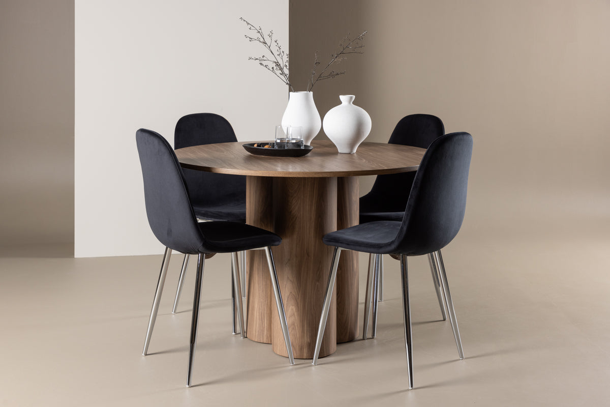 Venture Design Polar & Olivia Matstolar 2-pack Svart + Runda Matbord ⌀110 Brun