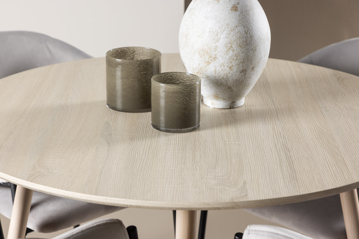 Venture Design Evelina & Plaza Matstolar 2-pack Grå + Runda Matbord ⌀100 Vitputsad
