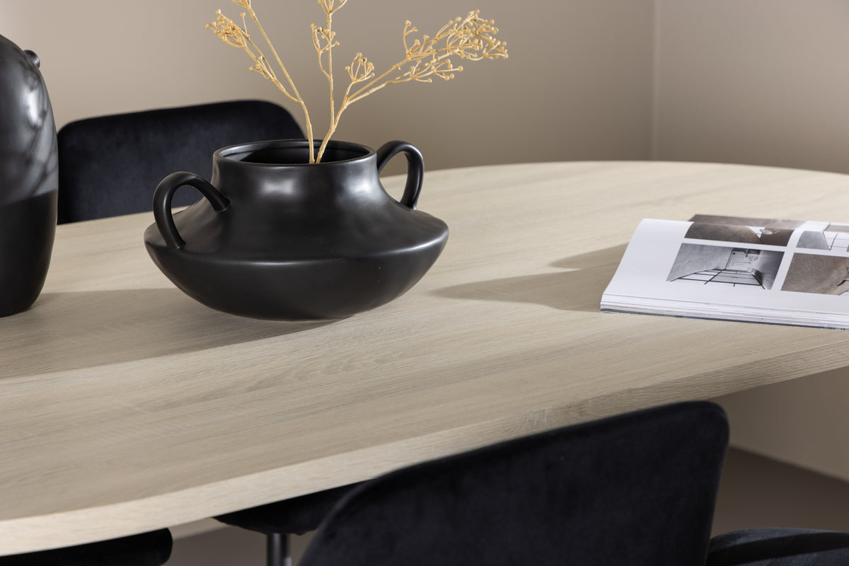 Venture Design Night & Andy Matstolar 2-pack Svart + Ovala Matbord 180 x 90 Vitputsad