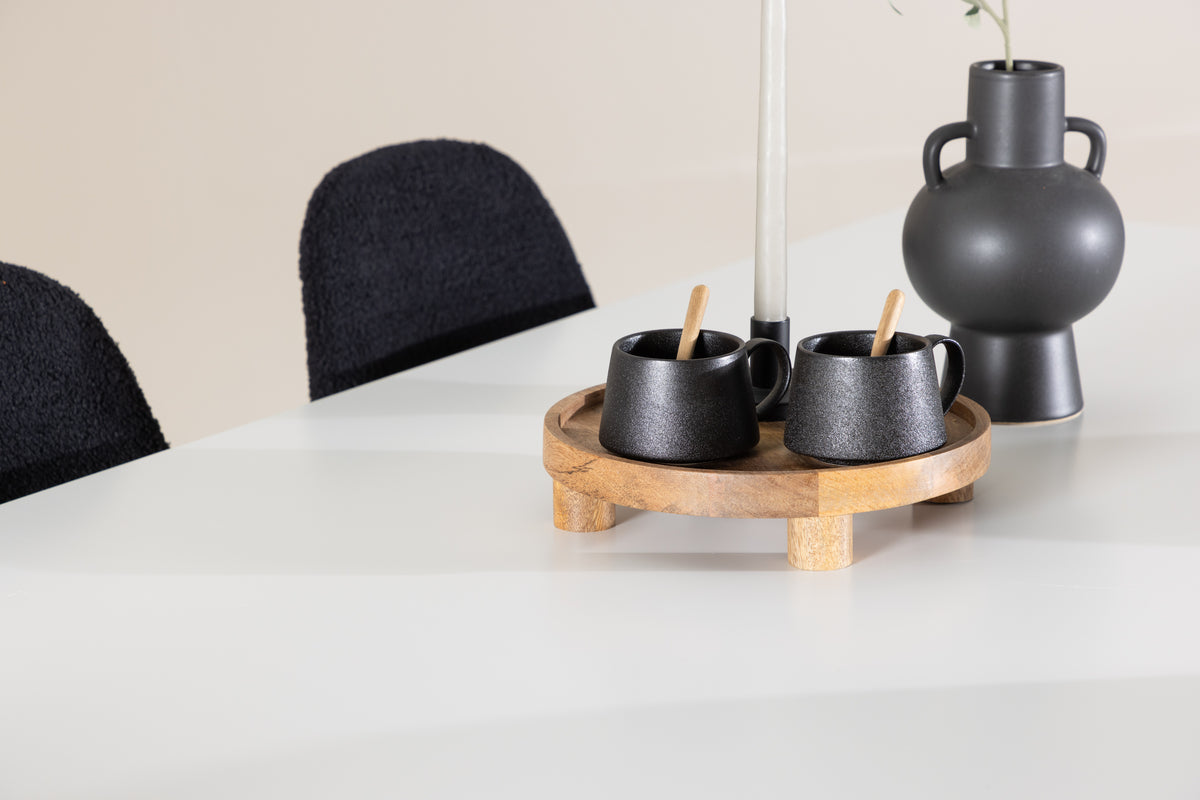 Venture Design Polar & Silar Matstolar 2-pack Svart + Rektangulära Matbord 180 x 90 Vit