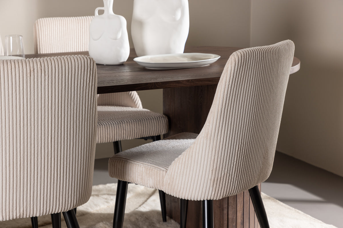 Venture Design Härön & Leone Ovala Matbord 200 x 90 Mocka + Matstolar 2-pack Beige